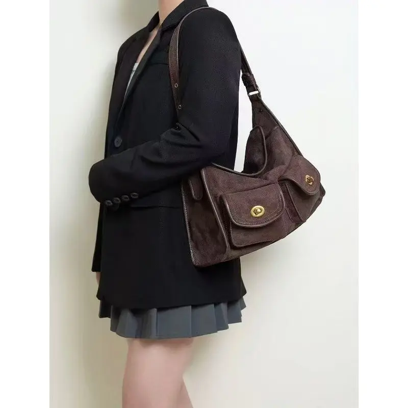 🎨       2026 New Vintage Crossbody Bag – Mid-Century Multi-Pocket Design, Artistic & Casual, Wide Shoulder Strap. Perfect Office & Daily Bag for Women!