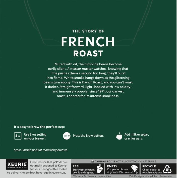 Starbucks K-Cup Coffee Pods, Dark Roast Coffee, French Roast, 100% Arabica