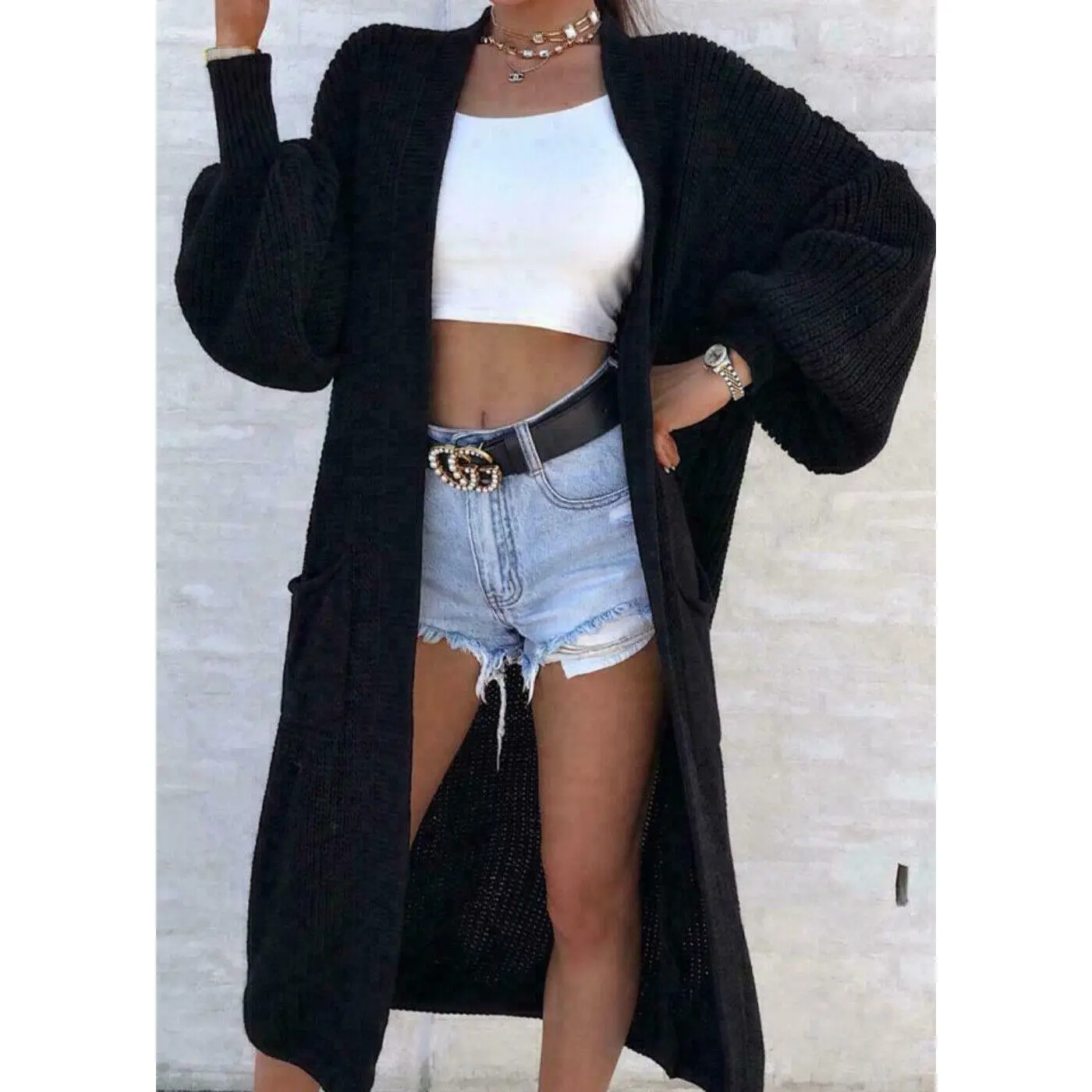 Women's Oversized Long Cardigan Open Front Duster Sweater Coatigan with Pockets | Viral TikTok Style Chunky Knit Maxi Length | Casual Everyday Outerwear for School Work & Weekend Errands