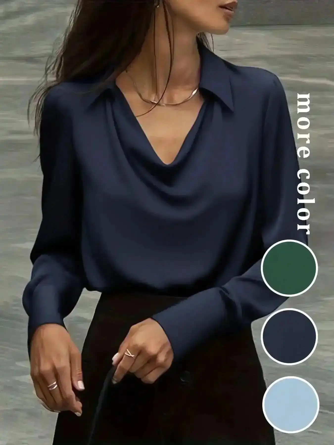 Elegant Wedding Guest Dress, Classic Button Detail Slim Fit Long Sleeve Shirt, Fall Fashion, Women's Dress, Business Casual, Vintage Style, Office Wear, Outdoor, Stylish, , Autumn Vibes, Sweater Weather, Chic, Loungew