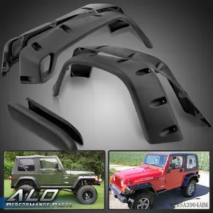 Wide Black Pocket Extended Fender Flares Kit Fit For 97-06 Jeep Wrangler TJ