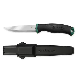 FLISSA Bushcraft Knife, Gift for Dad, Fathers Day, Fixed Blade Knife with Nylon Sheath, Stainless Steel Blade, Ideal for Camping, Backpacking, Fishing, Hiking or Survival, 4 Inch