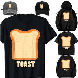 Toast Bread Breakfast Costume Cute Easy Food Halloween Gift T-Shirt，Casual Short Sleeve Crew Neck T-shirt for Spring, Fashion Women's Top for Daily Wear，Sweatshirt, Hoodie，Unisex，For children
