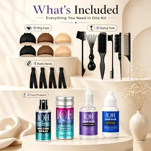 💜【Complete Wig Install Kit】20/18/10/4PCS Options ✨ Lace Glue, Melting Spray, Remover, Wax Stick, Wig Caps & Styling Tools