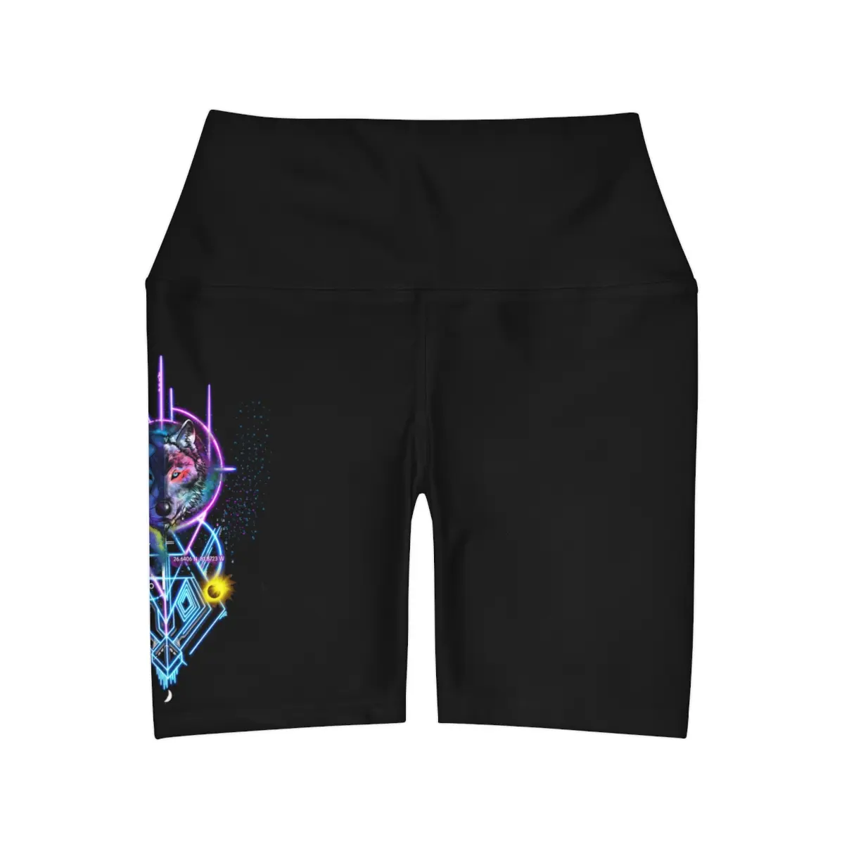 Tribal Wolf High Waisted Women's Yoga Shorts