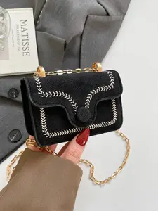 Vintage Suede Small Square Bag, High-End Elegant Chain Crossbody Bag, Versatile Shoulder Bag for Daily Commute and Shopping