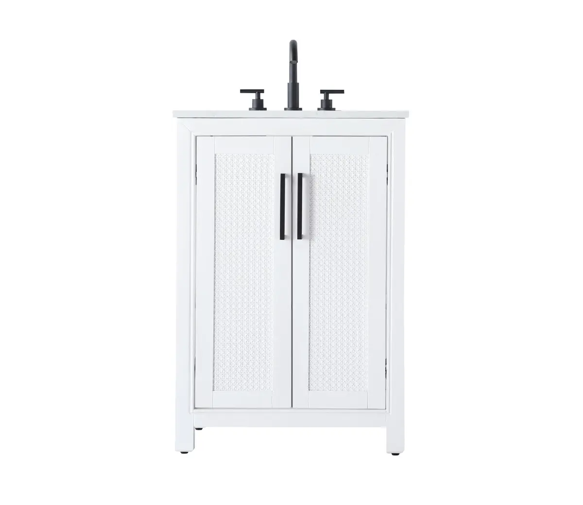 360 stand 24 in. Single Transitional Bathroom Vanity - White, Caned Doors, Solid Wood, Shaker Panel Bathroom Storage Cabinet for Bath Use, Storage Floor Cabinets, Matte Black, Cabinet Bathroom Furniture