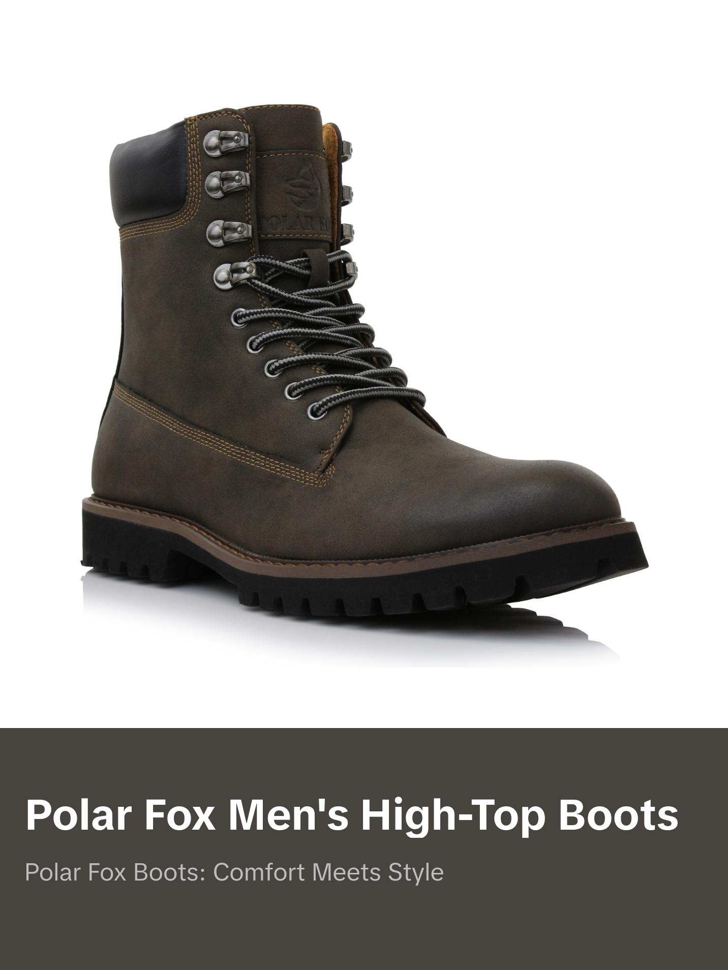 Polar Fox Barron classic plain-toe high-top work boots, in Cigar, Men's Size 6.5 - 13