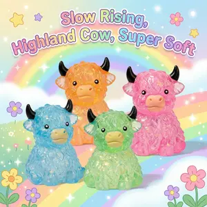 1/4pcs Highland Cow Squishy Toy Cute Mini Animal Slow Rising Stress Relief Fidget Sensory Toy Easter Basket Stuffer Gift for Cow Lovers
