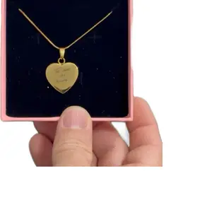 Personalized Heart Necklace with Engraved Message Custom Gold Plated Gift for Her Stainless Steel Unique Accessory