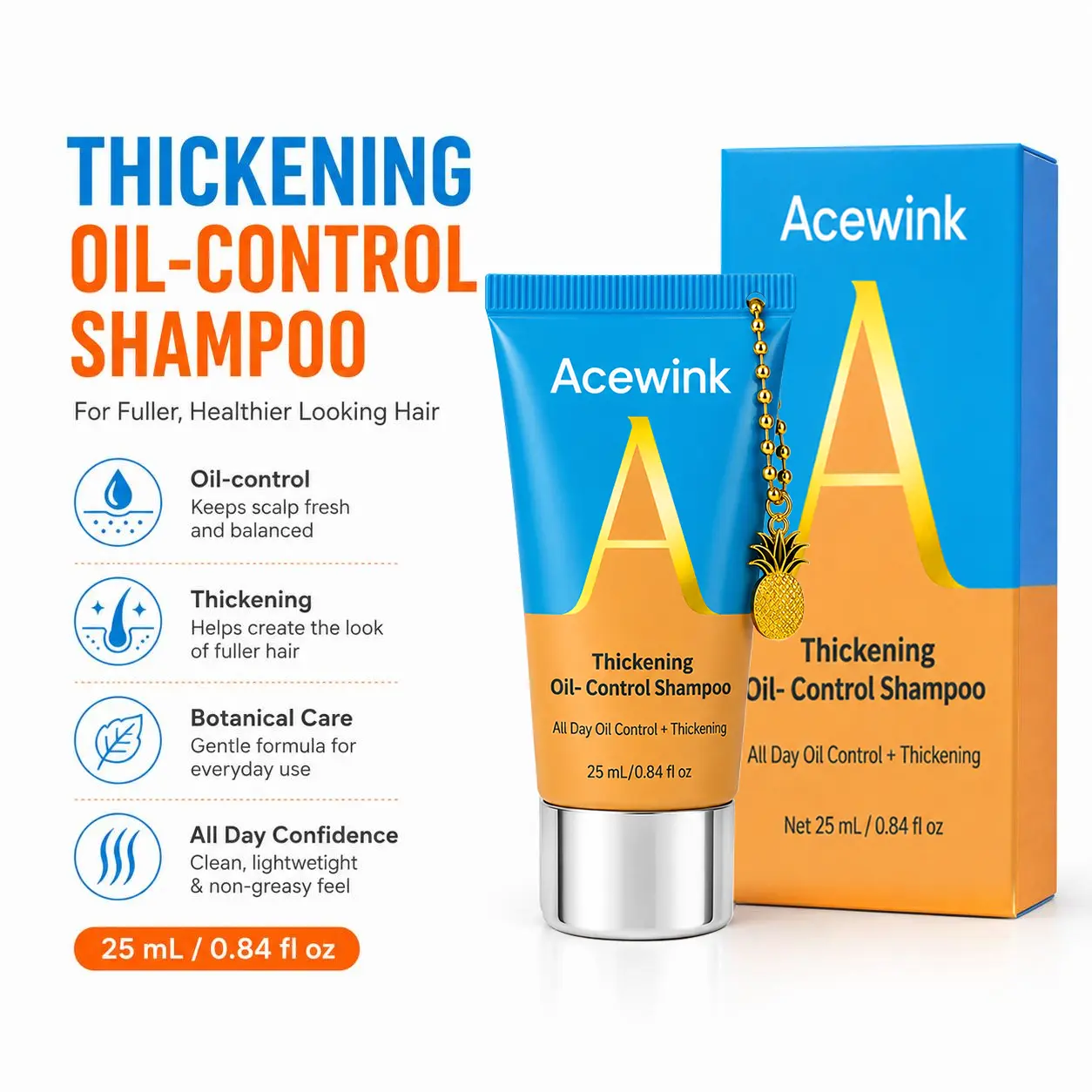 Acewink Oil-Control Volumizing Haircare Shampoo - Lightweight Liquid Shampoo for Normal Scalp, Fresh-Feeling Scalp and Fuller-Looking Hair