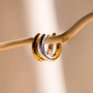 Mixed Metal Chunky Hoops by Caitlyn Minimalist - Bold Statement Earrings - Everyday Gold & Silver Hoop Earrings - Mixed Metal Jewelry - Gift for Her Thick Studs