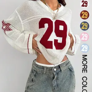 Hollow Football Y2k Sweater Women Streetwear Retro Fashion Pullover Knitted Sweater Girls Knitwear Tops Women_s & Men_s Couple Same Style Knit_yyth