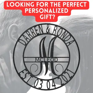 Personalized Metal Wall Art Monogram Sign Decor, Gift For Valentine's Day, Custom Home Decor Sign, Anniversary Gift For Wife, Unique Wedding Gift