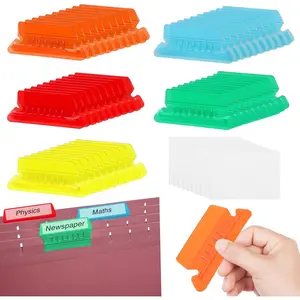 50Pcs 2-Inch Hanging File Folder Labels Multicolor Plastic Tabs File Organizer Inserts for Office School and Home Use