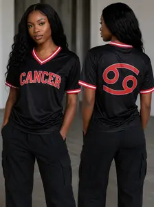 Cancer Zodiac Jersey multiple color options, V Neck, Astrology Breathable Athletic Jersey, Front & Back Summer Design Sports Clothing Sports Wear Set, Gift ideas for girls born under the Cancer zodiac sign - Couple outfits