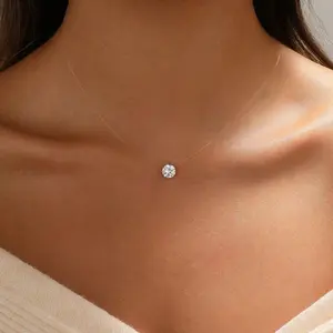 Tasiso Silver Fish-Shaped Pendant Necklace with Large Sparkling Diamond 39cm Chain 5cm Extender Adjustable Elegant Durable Design for Daily Wear jewelry Hexagonal Retro Zircon sierra gates
