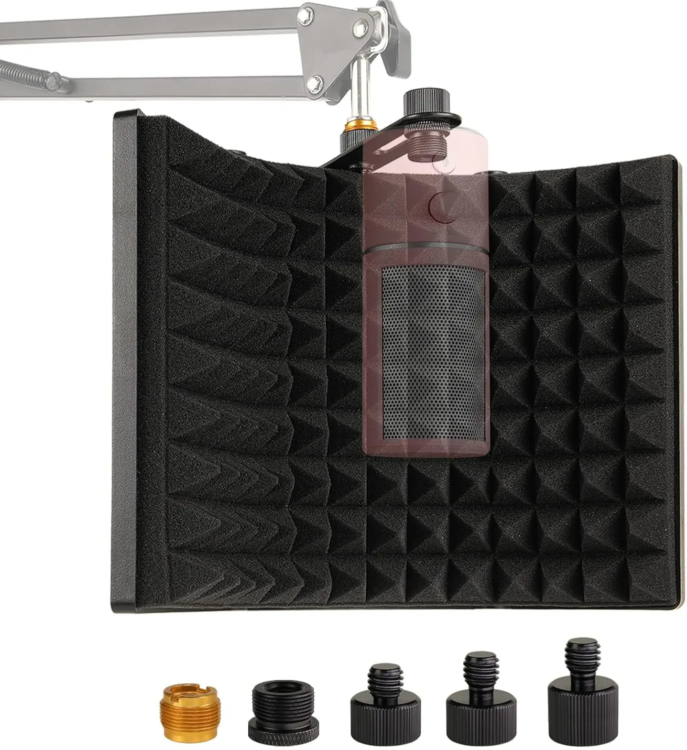 Microphone Isolation Shield, Foldable Mic Sound Absorbing  for Condenser Microphone Mic Arm Stand Recording Equipment Studio, High Density Absorbent  to Filter Vocal by