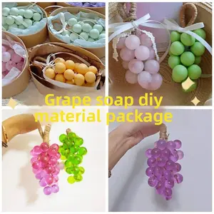 Homemade Grape Scented Soap Set Crystal Transparent Soap Base Customizable Color Easy Handmade for Beginners and Soap Enthusiasts Cute Fragrant Grape Soap Homemade at Home Suitable for Gifts to Family, Loved Ones, Friends or Fun DIY Projects for Self-Care