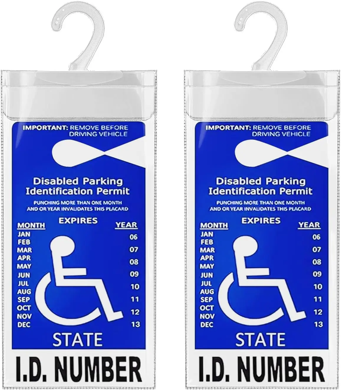 Handicap Placard Holder for Auto, Ultra Transparent Handicapped Placard Holder, Disabled Parking Permit Holder, Handicap Parking Placard Holder Sign Holder with Large Hanger (2)