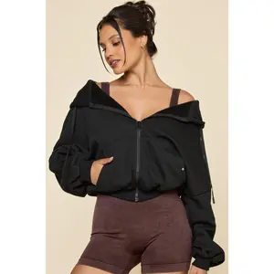 Zip Cloud Hoodie - Black