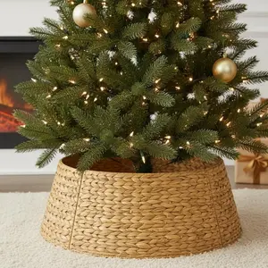 Christmas Tree Collar 27 Inch for Indoor Holiday Display - Natural Hand-Woven Basket Base Cover