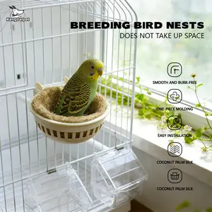 Bird Cage Hanging Jade Bird Nest with Nest Pad, Baby Bird Nest, Breeding Incubator Two-In-One, Coconut Fiber Material, Parrot Cage, Parakeet Cages