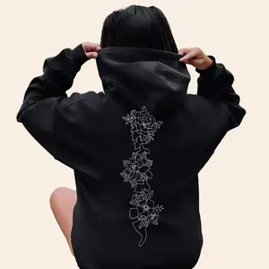 Floral Spine Hoodie Grow Through It Pullover, Scoliosis Surgery Hoodie Spinal Instability Long Sleeves, Degenerative Disc Crewneck, All Size