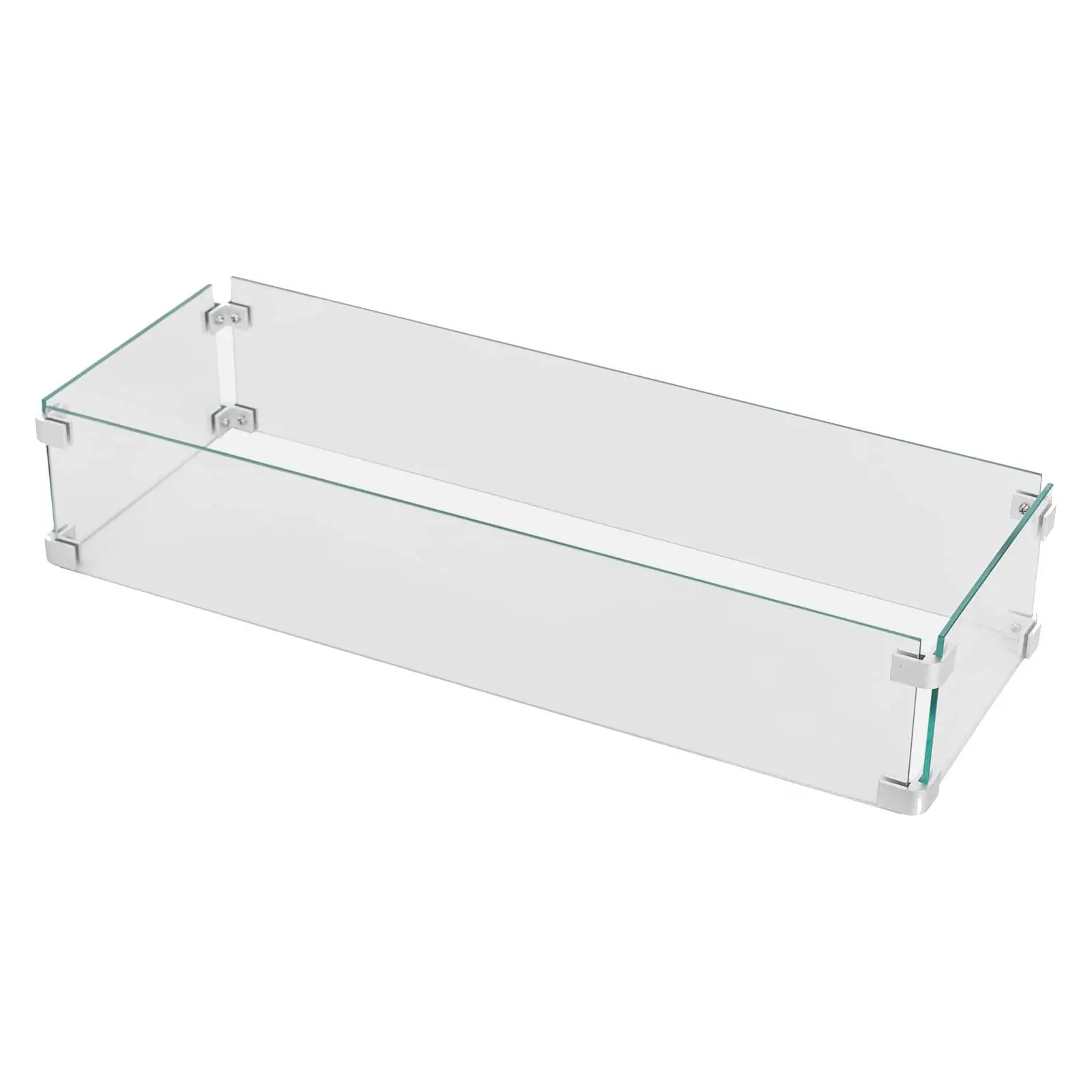 [only wind guard]Gotland 31.1 x 11 x 4-inch Thickened Tempered Glass Windshield — Dedicated Wind Protection Panel for Propane Fire Pit Tables, Includes Rigid Corner Brackets, Easy Assembly, Effective Wind Protection