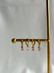 Crystal Pink Rectangle Earrings