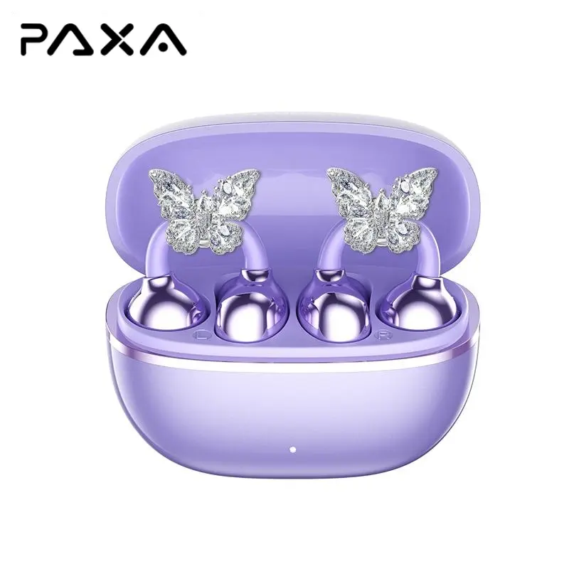 PAXA Earclip C7 Wireless Earphones with Clip-On Design, Upgraded Panoramic Sound, Comfortable Fit, IP45 Waterproof Sports Earbuds, Audio Wireless Headphones for Music, Calls & Workouts