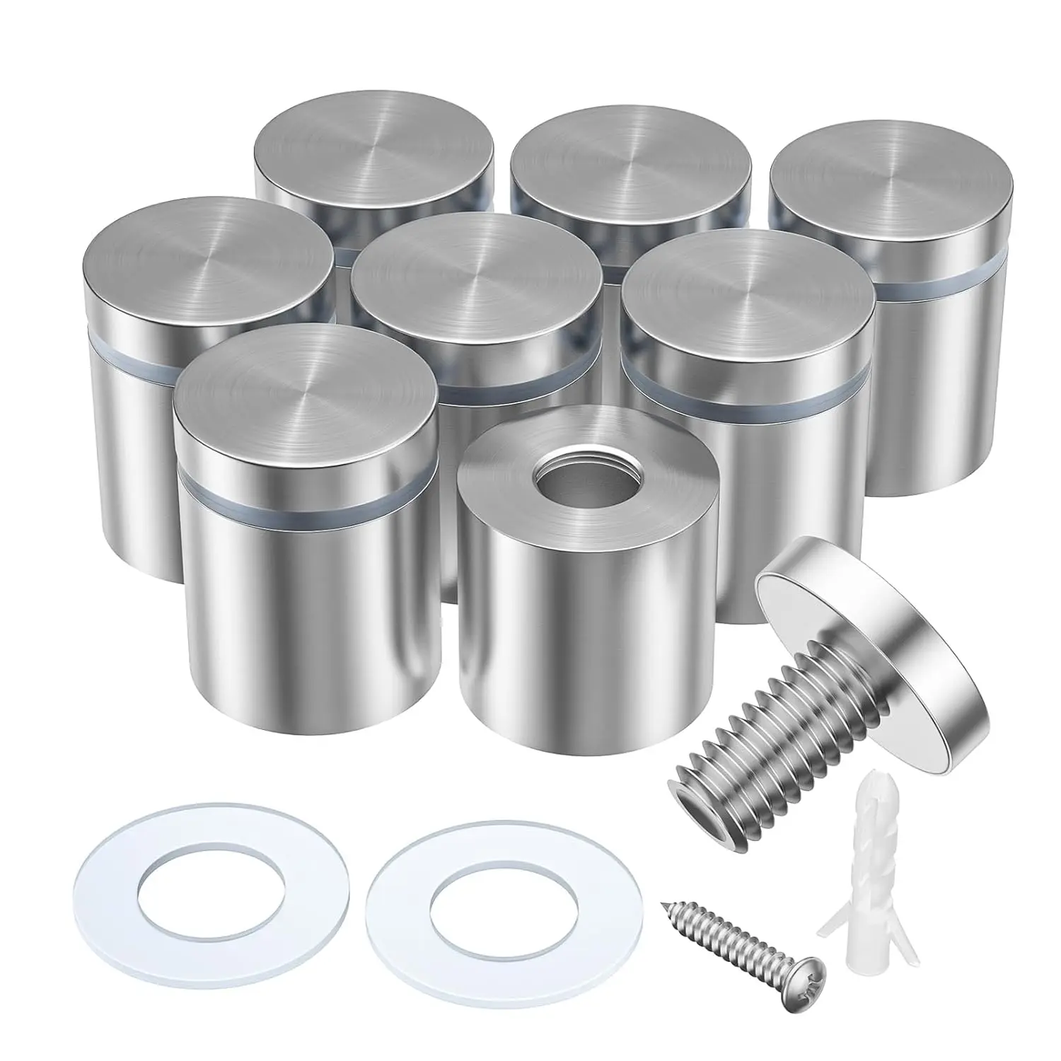 8 Pack Standoff Screws for  (1 in. Dia x 1 in. L), Stainless Steel Stand Off Wall Mounts Hardware for Sign Holder,