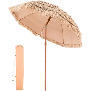 VEVOR Tiki Umbrella, Thatched Patio Umbrella with Tilt, Hawaiian Style Beach Parasol with Durable PP Thatch Grass Pool Umbrellas for Beach, Patio, Poolside, Backyard GardenVEVOR Super Brand Day