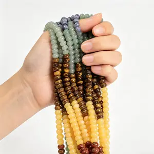 Chakra Color Gemstone Smooth Rondelle Beads Size 5x8mm 15.5'' Strand
