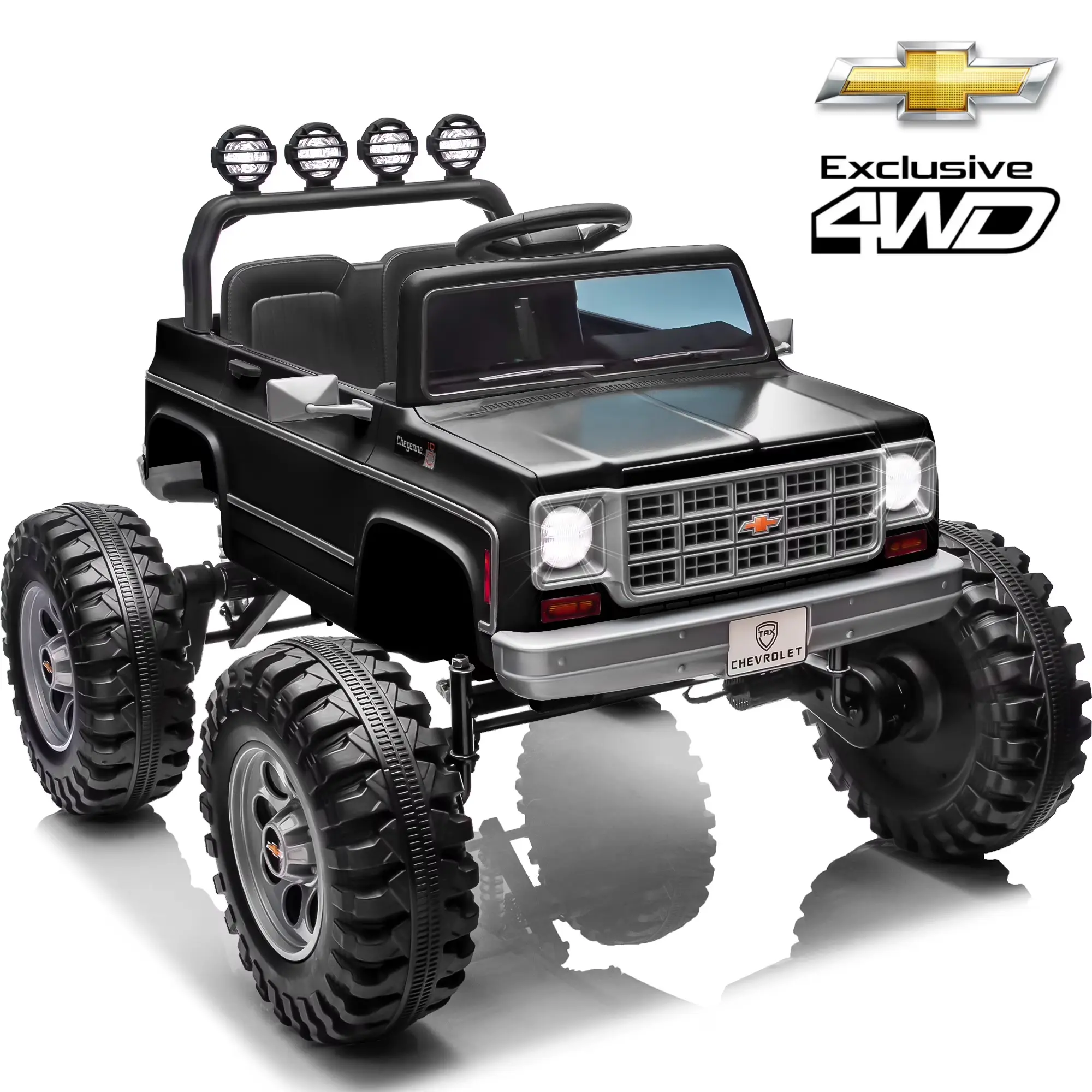 JOYRACER 24V 4WD Ride on Car, Licensed Chevrolet Cheyenne Truck w/800W Motors,  Electric Car for Kids, Power Truck with Remote Control, Bluetooth, Decoration Streamer, LED Lights, Perfect Gift for Boys and Girls Aged 3-8