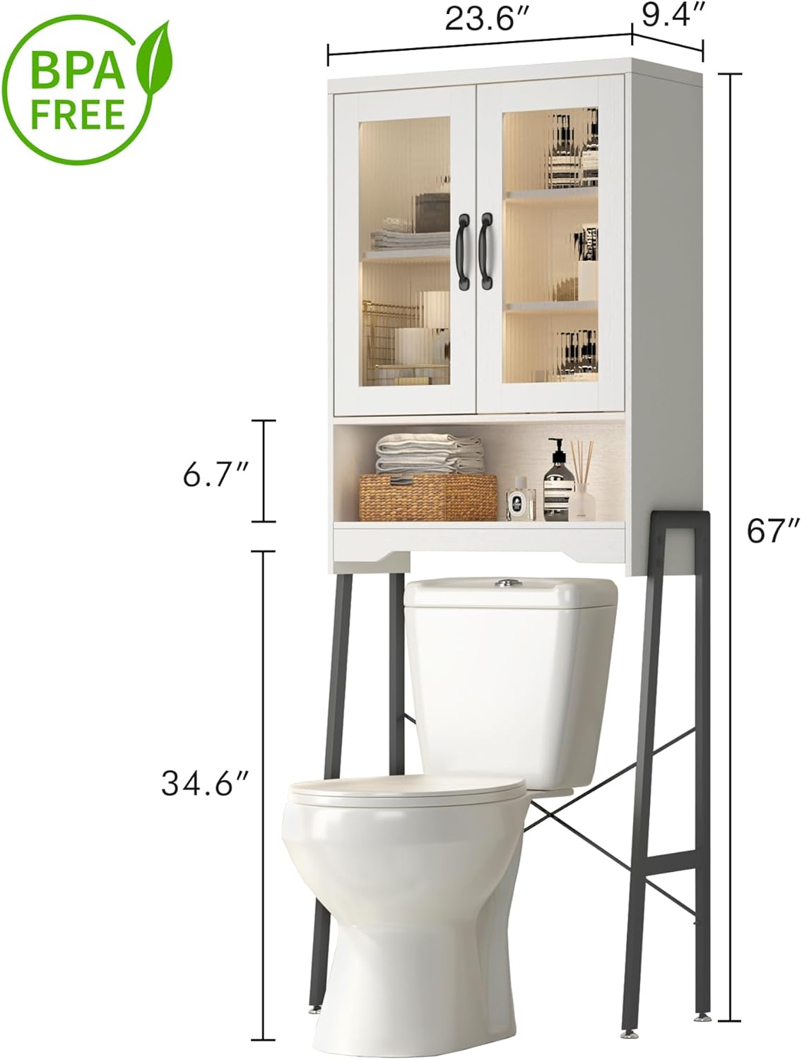 Vabches Rattan Toilet Storage Cabinet, Over the Rack Wood Cabinet with Metal Stand, Bathroom Organizer with Adjustable Shelf, Tall Freestanding Washer Shelf, Small Cupboard, Space Saver, Natural style Vabches Rattan Toilet Storage Cabinet, Over the Rack Wood Cabinet with Metal Stand, Bathroom Organizer with Adjustable Shelf, Tall Freestanding Washer Shelf, Small Cupboard, Space Saver, Natural style