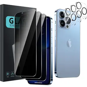 3 Pack  Screen Protector for  13 Pro Max With 3 Pack Camera Lens Protector, Anti Spy Tempered Glass Film, 9H Hardness, Anti-Scratch, Bubble Free
