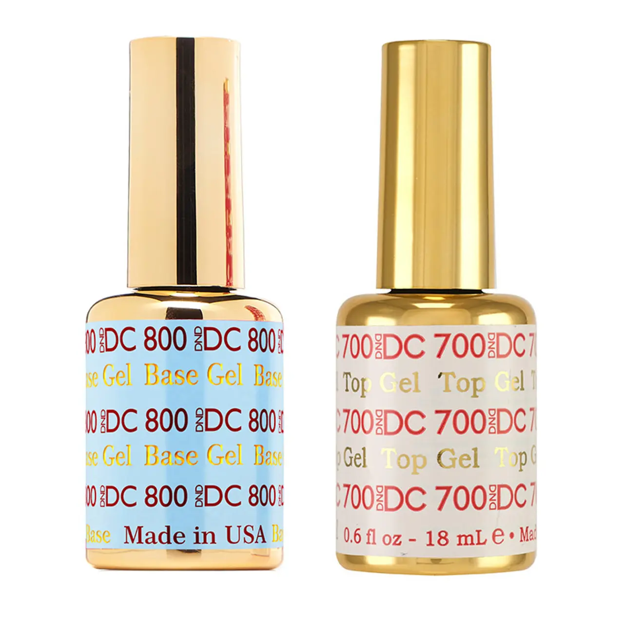 DND DC Manicure UV Nail Gel Polish Top and Base Combo Multi-Pack (700 & 800), 0.6 fl oz (18mL) Each, Cleansing-Required, Made in USA, Nail Art, Gel Nail Kit