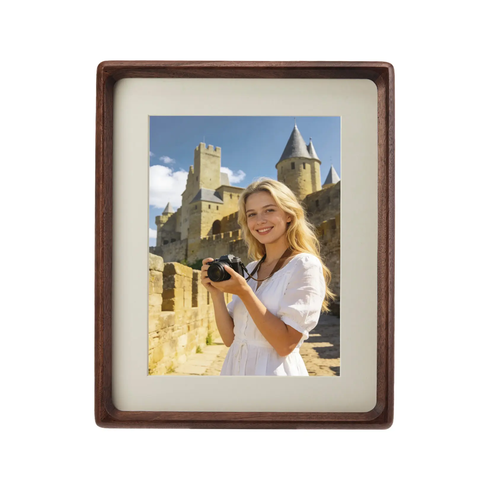 Solid Walnut Wooden Photo Frame for Wall Decor & Gifting, 10-Inch with 20.3×25.4cm Inner Frame, Mortise-Tenon Joint, Acrylic Front, Solid Wood Back
