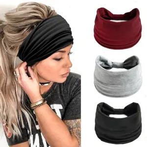 3-Piece Plain Sports Hairbands, Boho Style Yoga Elastic Headbands, Twist Design, UV Protective, All Seasons Wear, Workout Headband