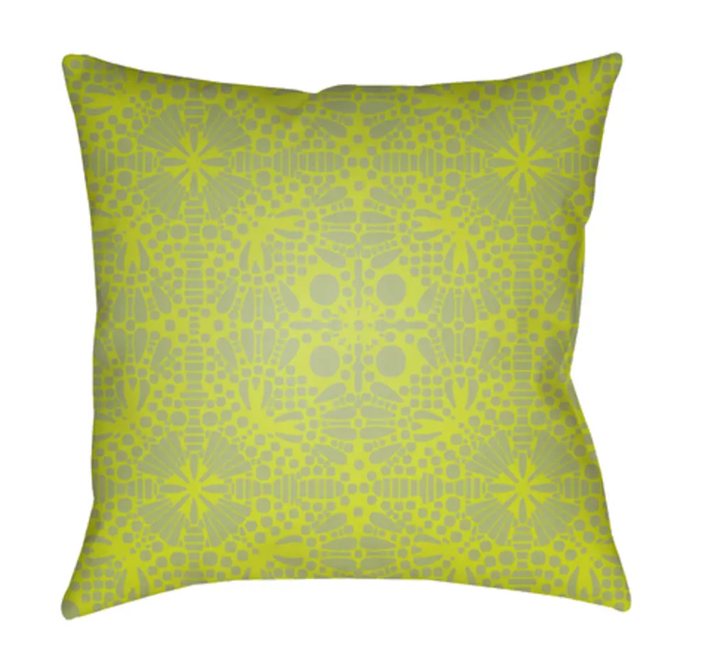 Livabliss LC002-1818 Weather Resistant Laser Cut Polyester Throw Pillow, 18x18x4 in, 4 inches Thick, Lime Green, Medium