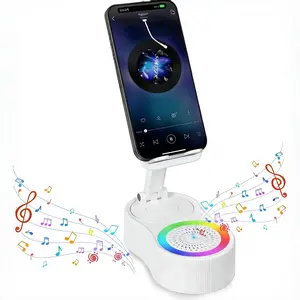 360° Rotating Adjustable Phone Stand Bluetooth-compatible Speaker, Three-In-One Power Bank with Ambiance Light, Mini Portable Silicone Grip