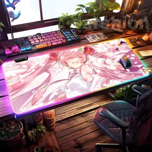 H-Hatsune Miku Mouse Pad Mousepad HD Printing Computer Gamers Locking Edge Non-slip RGB Mouse Pad XXL90x40cm Keyboard PC Desk Pad