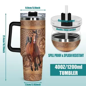 GLOBAL PICKS 40oz Insulated Stainless Steel Tumbler with Beautiful Horse Design Stainless Steel Thermos for Hot or Cold Beverages Perfect for Horse Lovers and Equestrians 1 Count Drinkware - Bottle, Water Bottles