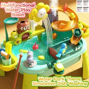 Upgraded Toddler Sand Water Table Toy with Electric Water Pump Included Light&Mist Spray Function, Kids Sand Water with Faucet/Play Food Accessories/Fishing Toy, Spring Summer Outdoor Toys ，Funny Bathroom Toy ，Kitchen Play Sink Toys for Girl Boy Age 3+