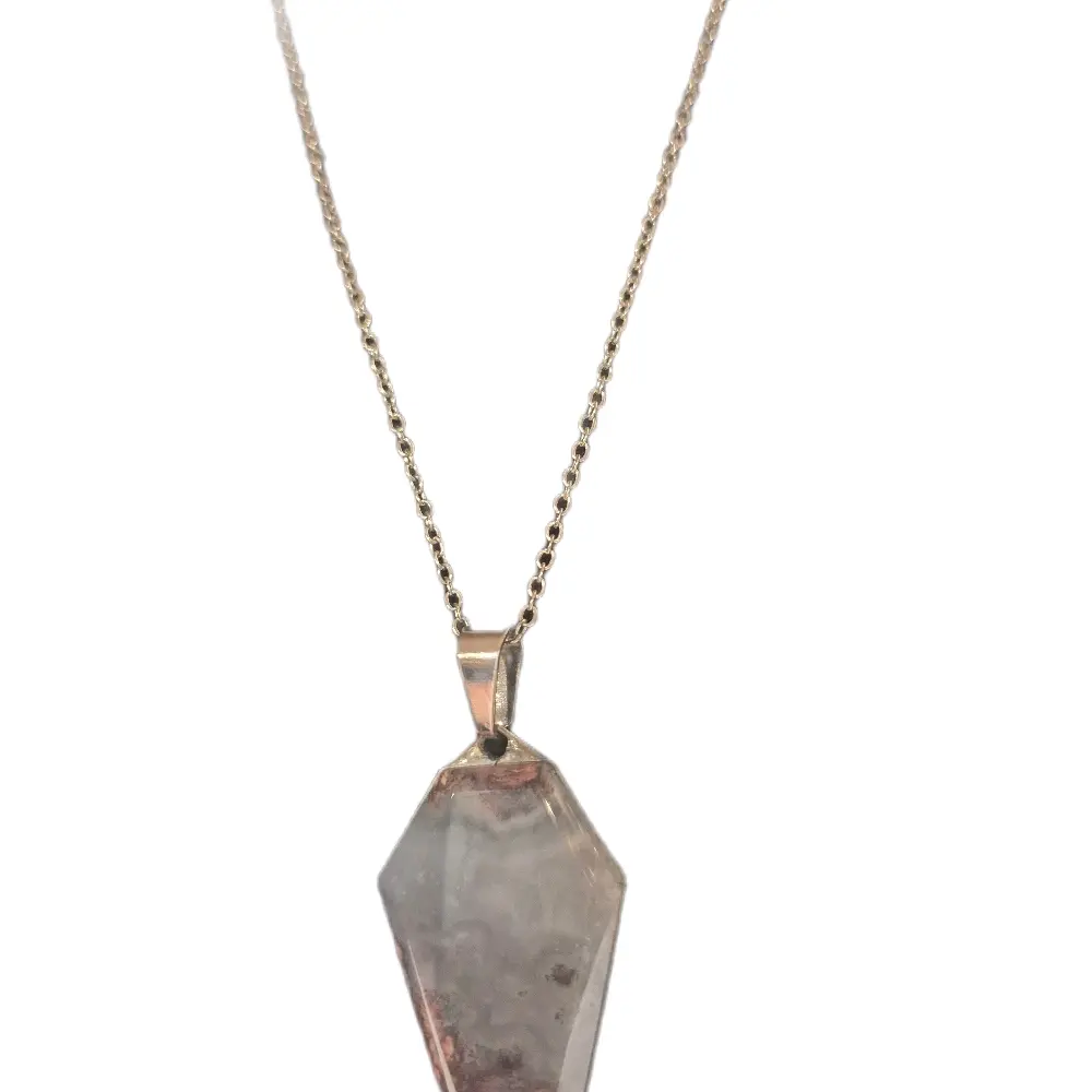 moss agate coffin pendant necklace