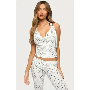 Edikted Women's Eloisa Polka Dot Buckle Halter Top