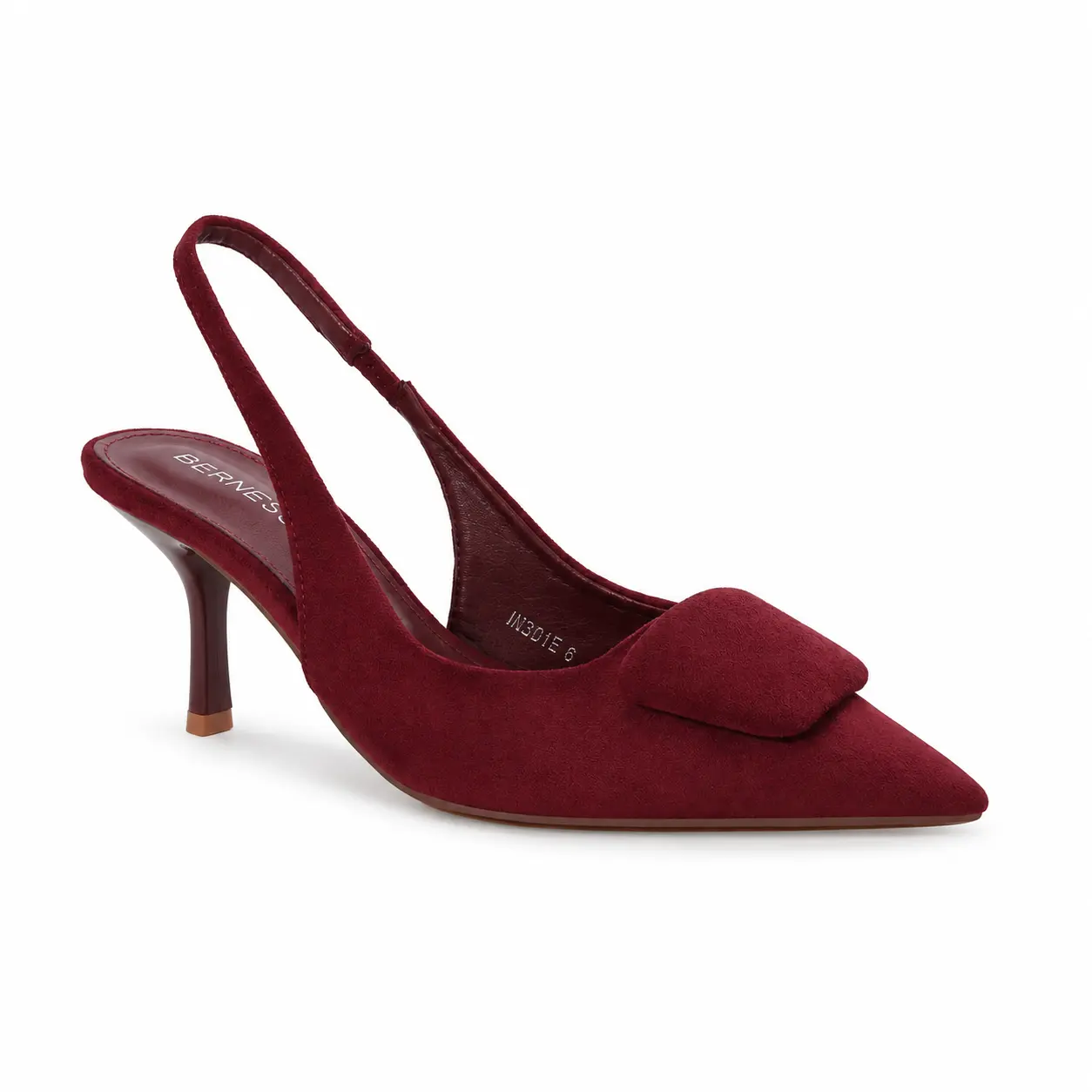 BERNESS Women's Heddie Faux Suede Kitten Heel Footwear - Pointed Toe Low Heel Slingback Pumps with Padded Slip-On Strap, Elegant Dress Shoes for Office, Wedding Wear, Zapatos para Mujer