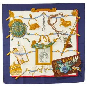 Pre-owned HERMÈS Silk Small Leather Goods Memoire d'Hermes Carré90 Scarf