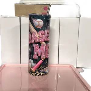 Baseball Mom Bling 20 oz Tumbler with Sparkling Design and Sports Theme Perfect for Fans Drinkware
